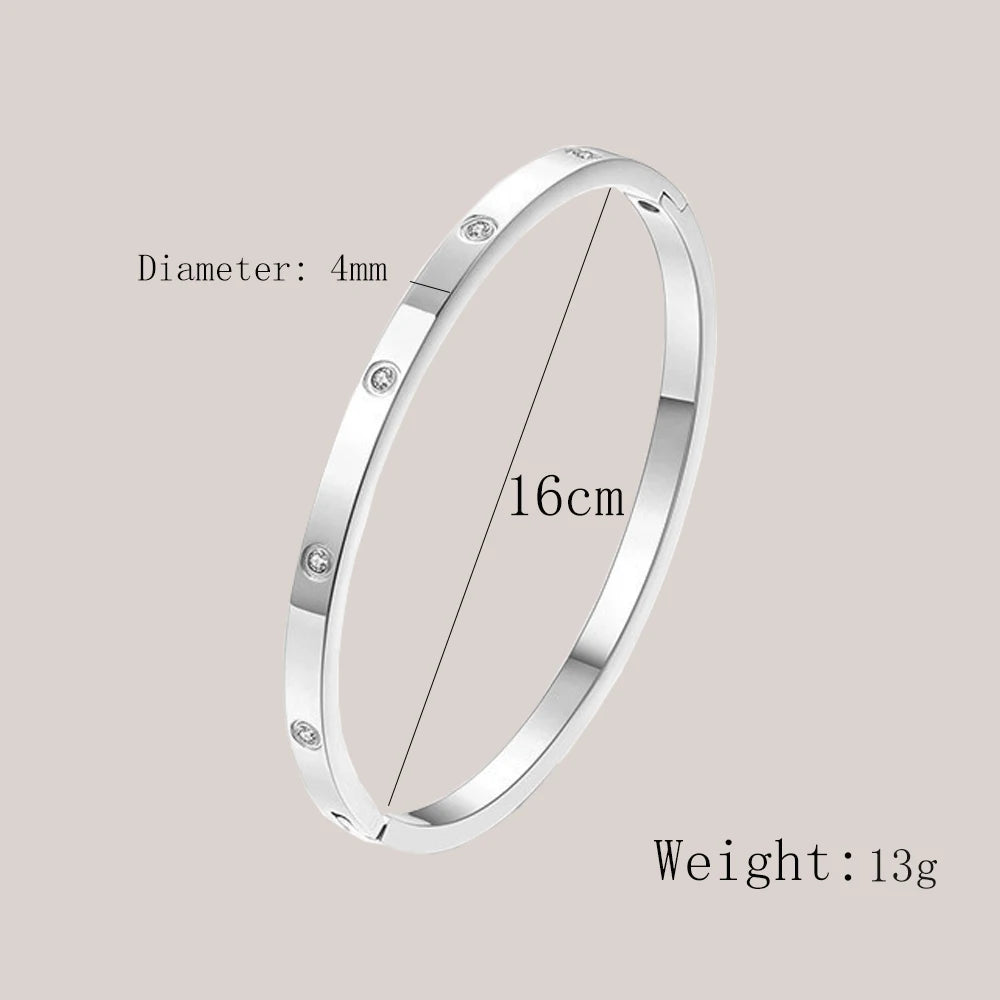 XUANHUA Bracelets Joncs en Acier Inoxydable pour Femmes Bijoux de Mode Breloque Accessoires Bijoux Bracelet en Cristal Aime