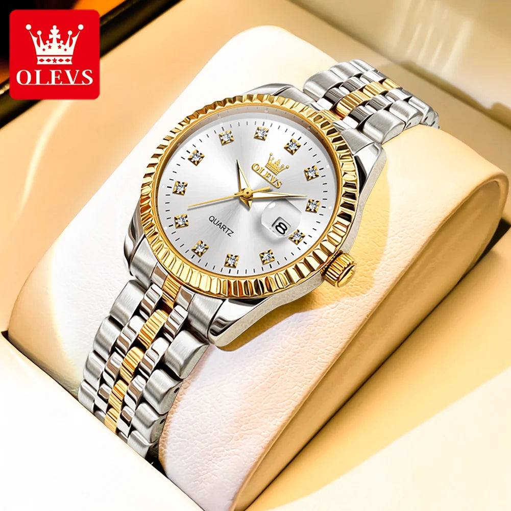OLEVS 5526 Montre Femme Échelle Diamant Quartz Mode Montres-bracelets pour Femmes Date Étanche Lumineuse Luxe Robe Montre Pour Femmes