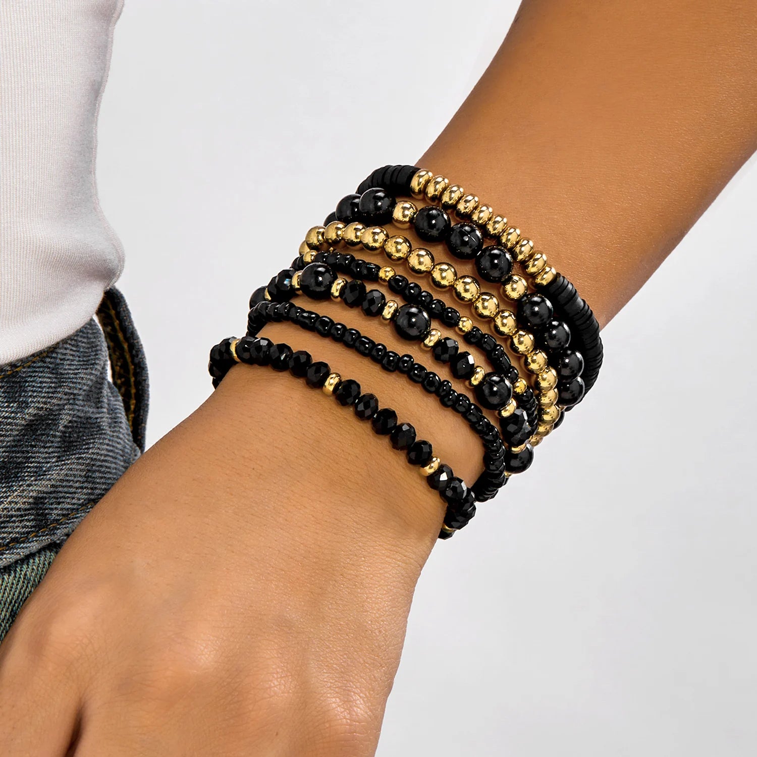 Lot de 10 Bracelets Bohèmes Chic en Bois et Perles Mixées pour Femmes, Bracelets Exquis en Gravier de Cristal, Cadeaux de Bijoux d'Amitié