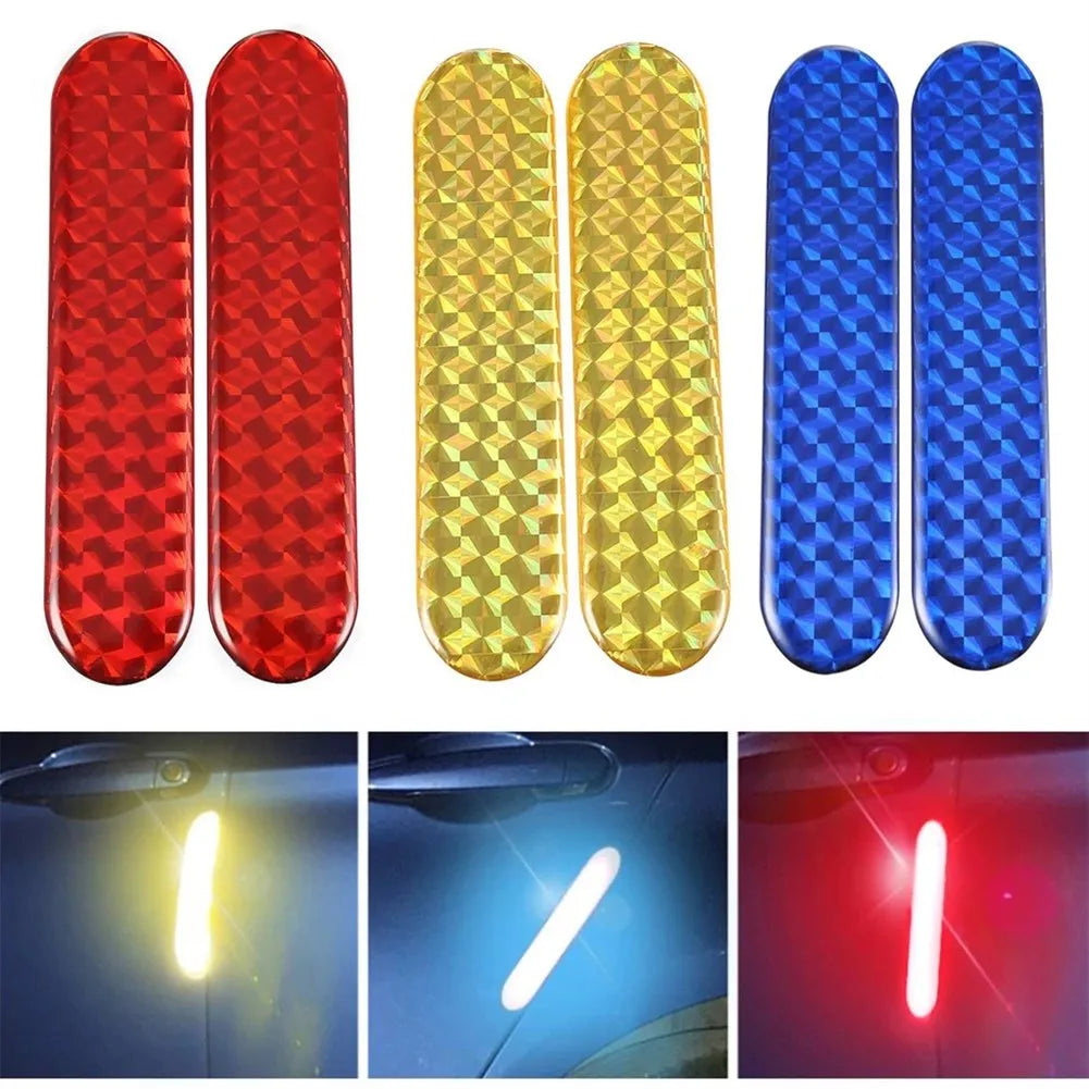 Autocollant pour sourcil de roue de voiture pour bord de porte Rouge/jaune/bleu Réfléchissant Bande réfléchissante Avertissement de sécurité Universel 2*