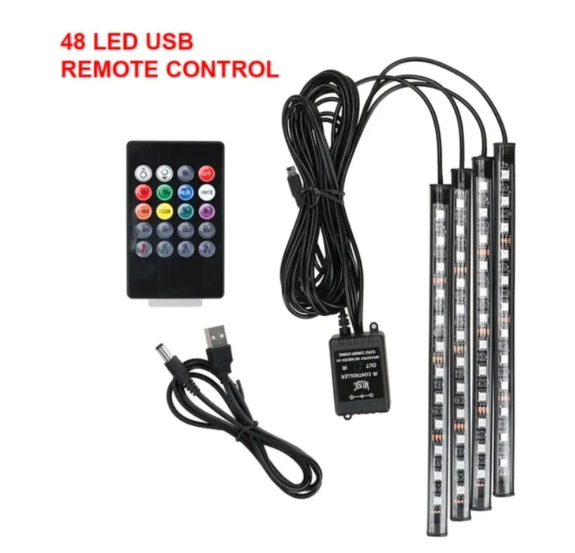 Bandes LED RVB universelles d'éclairage d'ambiance pour voiture, lampes d'intérieur 8 couleurs décoratives pour 4x4 SUV et accessoires automobiles