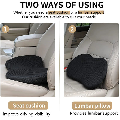 Coussin de siège de voiture universel 2 en 1, Oreiller lombaire multifonctionnel à mémoire de forme, Support conducteur respirant, Soulagement et confort pour siège de voiture