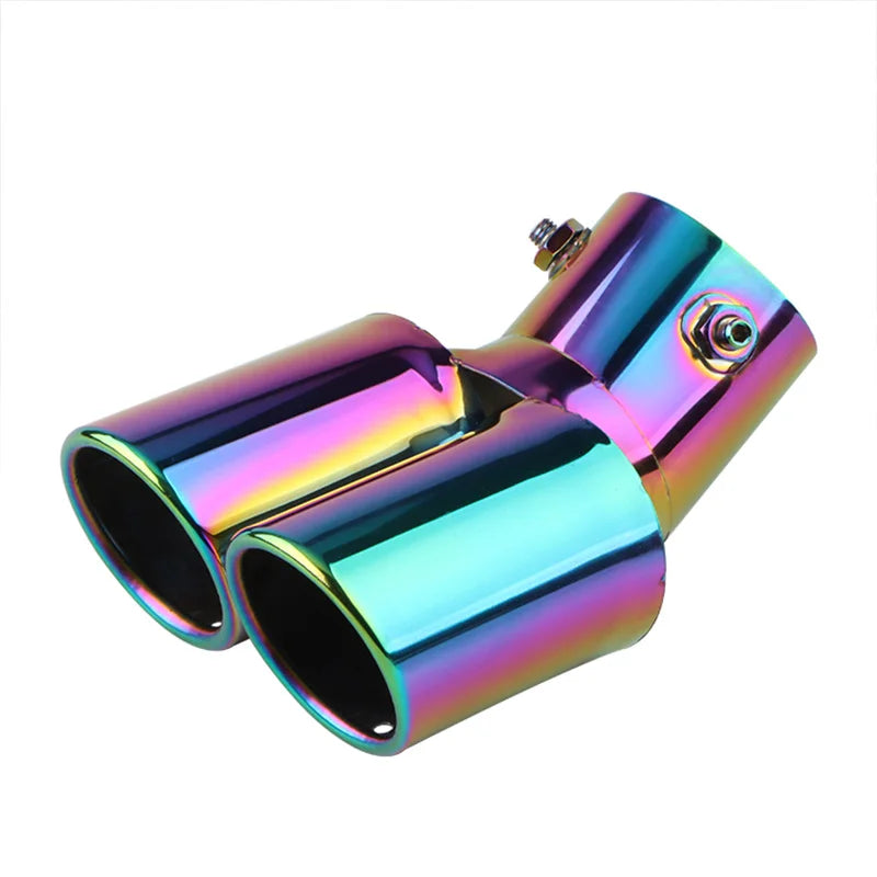1 Embout de silencieux d'échappement de voiture 2,5" en acier inoxydable, double tuyau, garniture modifiée pour la plupart des voitures
