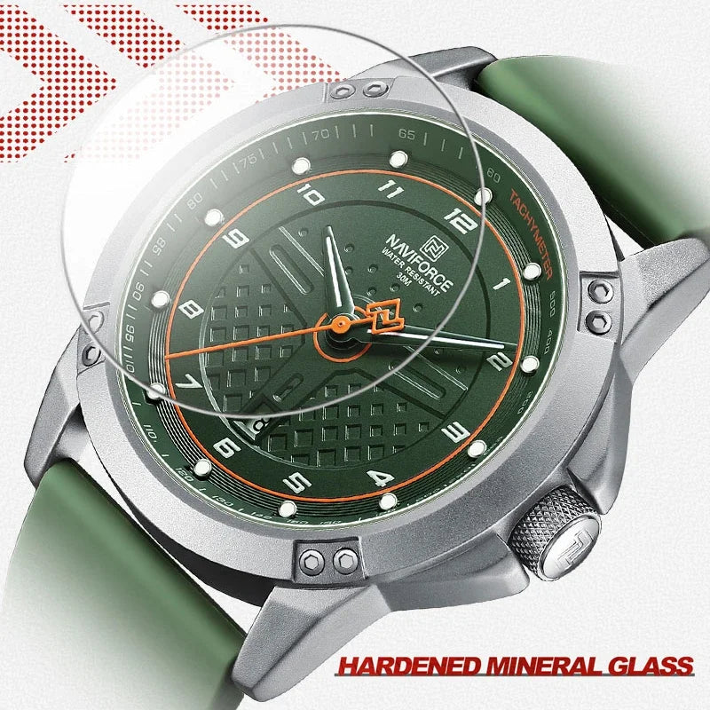 NAVIFORCE Top Fashion Brand Men's Quartz Sport Watches 3ATM Waterproof Casual Date Display Silicone Strap Man Classic Wristwatch