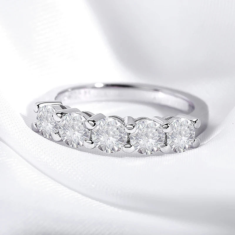 Bague Moissanite Or Blanc Couleur D 3 mm pour Femmes 0.5CT Pierre Alliance de Mariage en Diamant pour Mariée Argent Sterling S925 GRA
