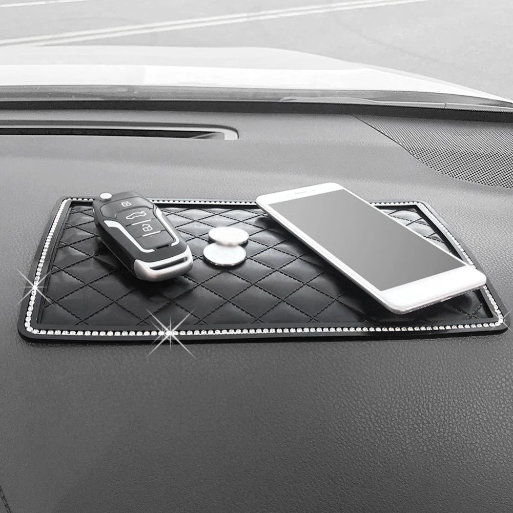 Tapis Antidérapant Magique Pour Téléphone GPS Lunettes De Soleil Ornement De Tableau De Bord Intérieur De Voiture Décoration De Voiture Diamant Coussin Collant Antidérapant Accessoires De Voiture