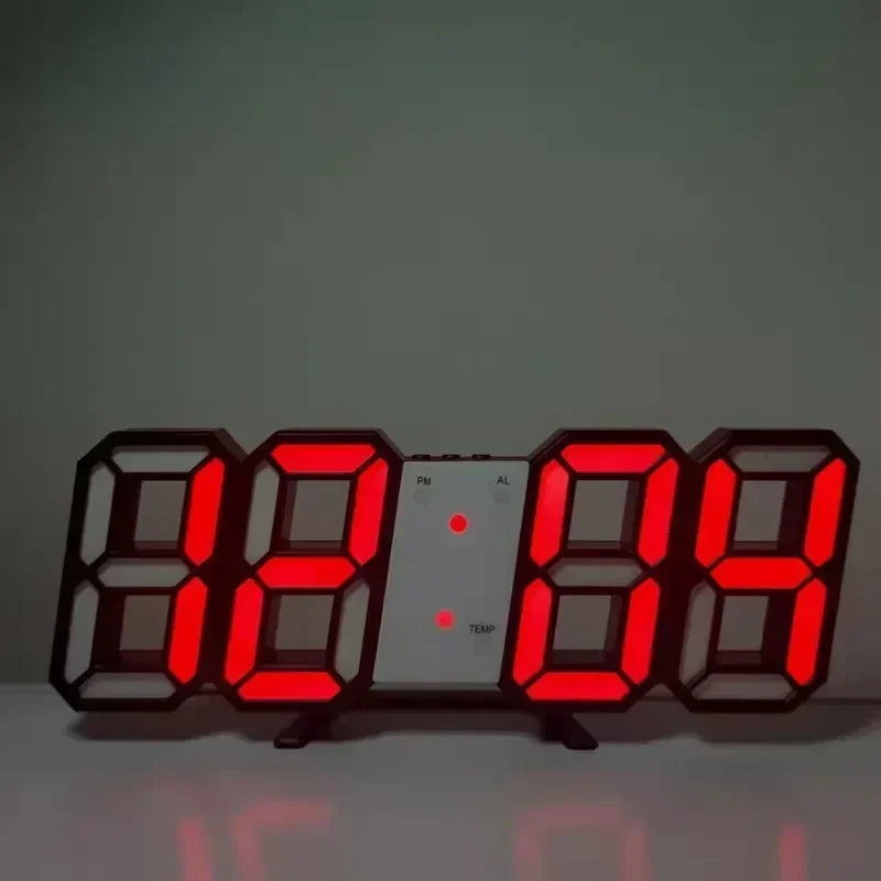 Acheter des produits Horloge 3D LED numérique Réveil Horloge murale Heure/date/température pour la maison/la cuisine/le bureau Horloges Décor Jardin