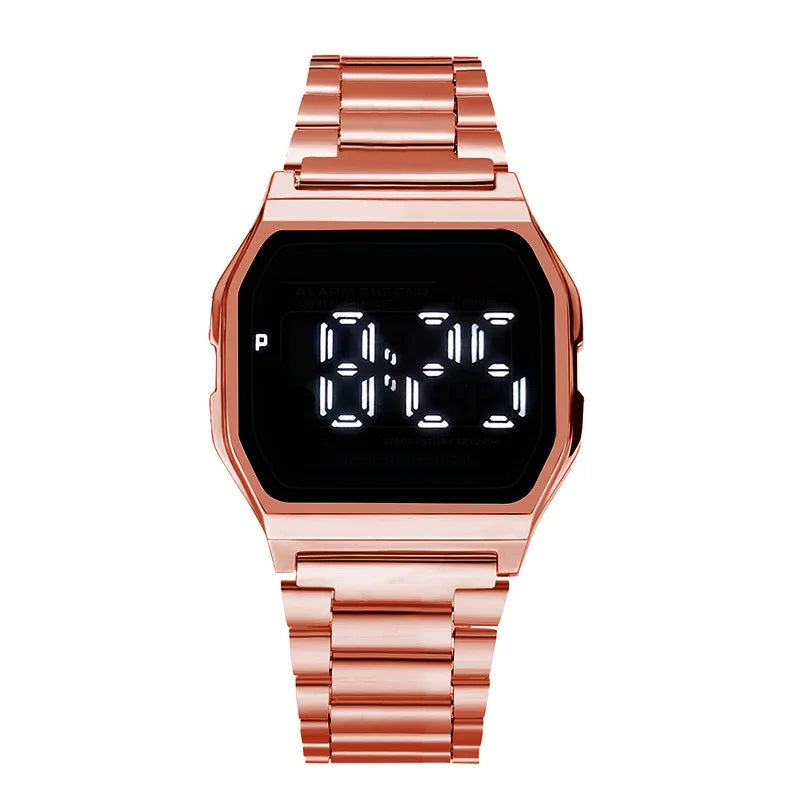Montres de luxe en or et argent pour hommes et femmes, montres-bracelets numériques LED militaires, montres électroniques rétro F91W avec bracelet en acier