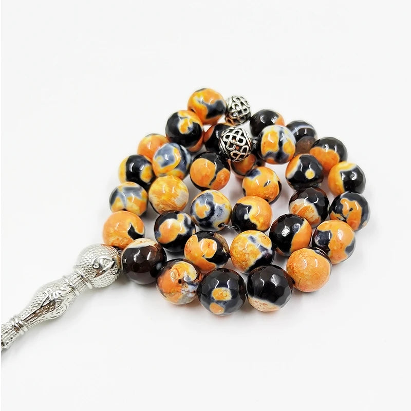 Tasbih Men black agates stone muslim prayer beads bracelet Turkish misbaha gemstone accessories Eid gift Adha islamic rosary