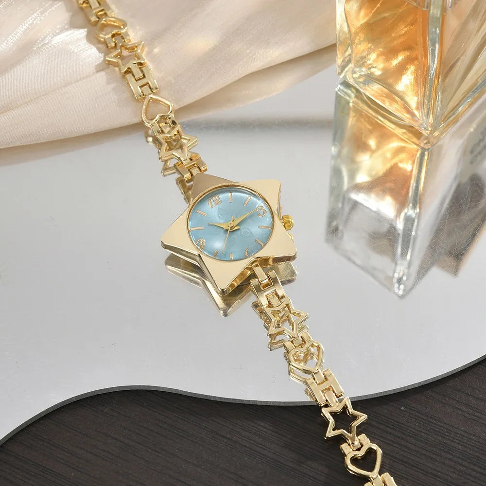 Montre pour femme en alliage, mouvement à quartz, bracelet réglable, style créatif, élégante, accessoire de mode.