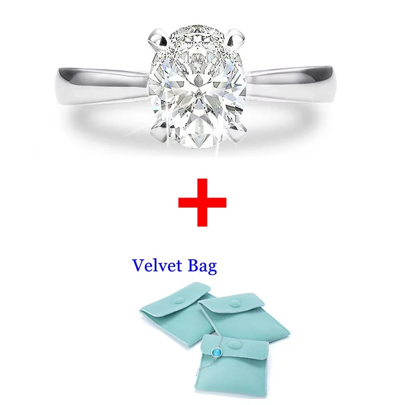 Bague en moissanite DJMAX 1-3 carats ovale/radiant couleur D pour femme, bague de fiançailles et de mariage originale en argent sterling 925, 2025