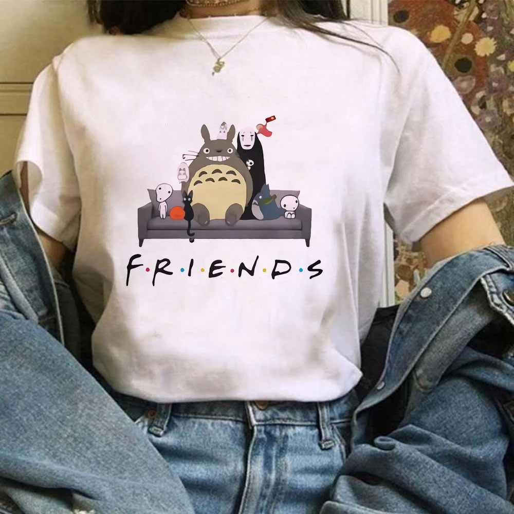 T-shirt Miyazaki Hayao Kawaii Graphique Vêtements Mode Totoro Studio Ghibli Mignon Anime T-shirt Femme Harajuku