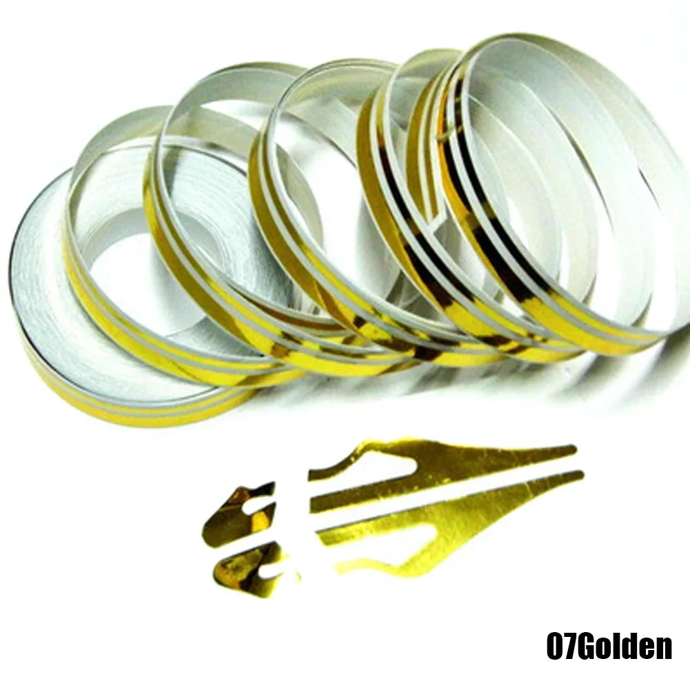 Ruban adhésif décoratif pour carrosserie de voiture, motos, 9,8 m x 12 mm, double ligne, multicolore