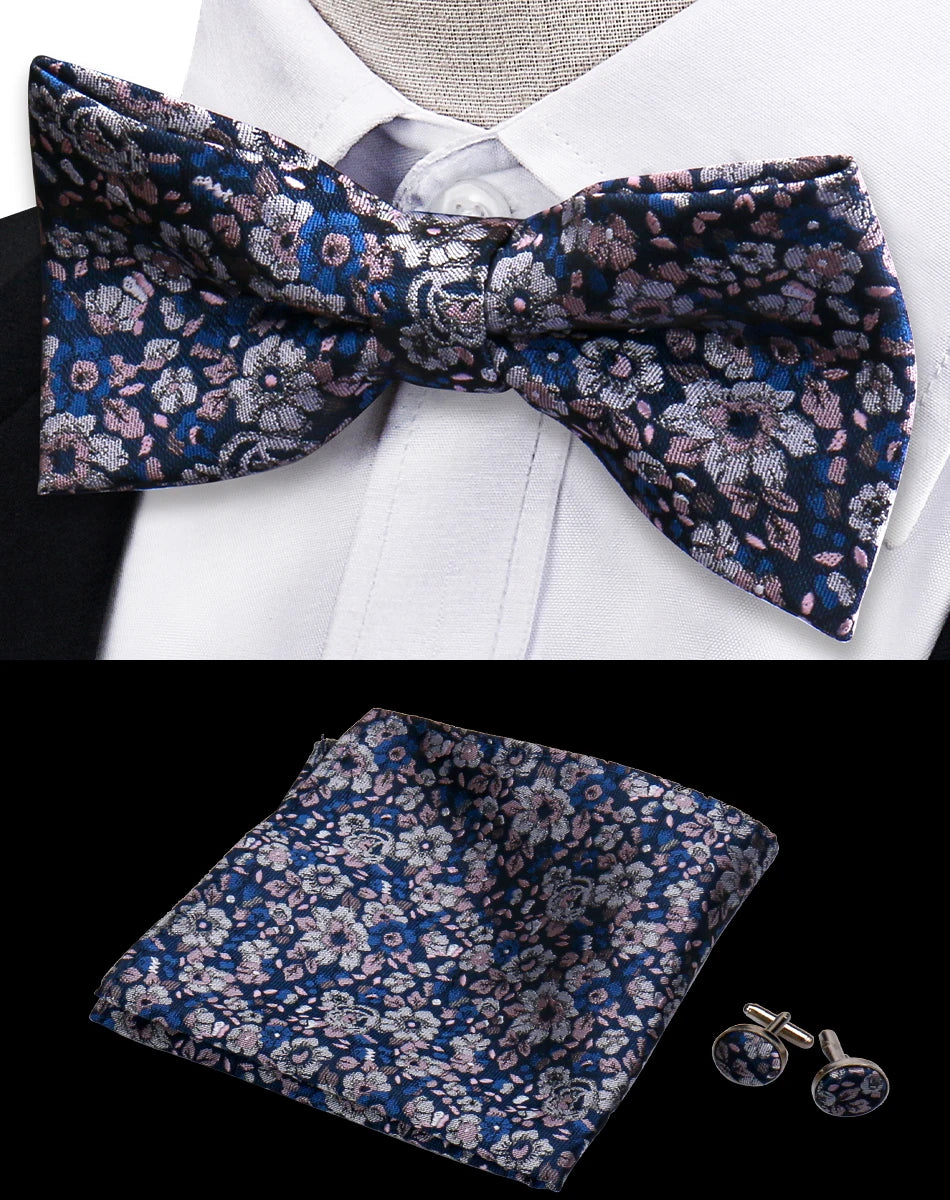 Ensemble de 3 pièces Nœud Papillon Cravate Mouchoir Boutons de Manchette Pour Hommes Chemises Adaptées Affaires Mariage Papillon Paisley Pochette Nœud Papillon Homme
