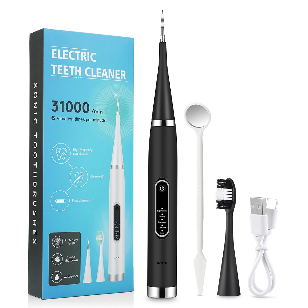 Détartreur électrique, dissolvant de tartre, nettoyant de plaque dentaire, blanchiment des dents, enlèvement des pierres dentaires, 1 tête de brosse à dents, soins bucco-dentaires