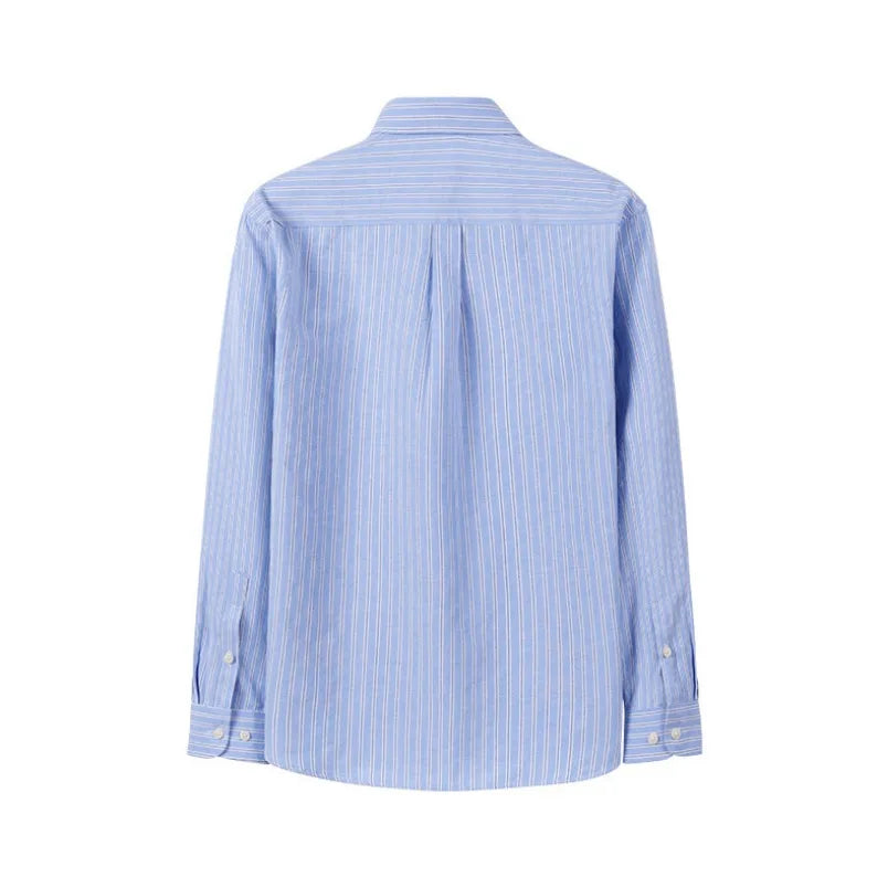 Chemise décontractée à manches longues en oxford à rayures et carreaux pour homme, confortable, respirante, à col boutonné, coupe ajustée, pour affaires