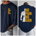 Hommes Femmes PAS DE DOULEUR PAS DE GAIN T-shirt de gym Coton Tee Streetwear Oversize Été Sports Mode Décontracté Haut Manches Courtes Respirant