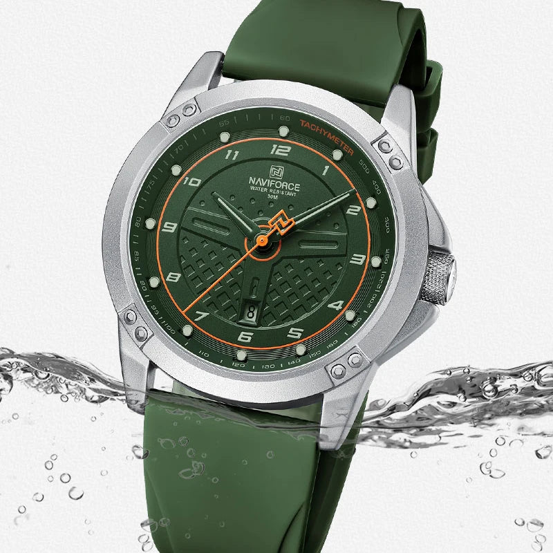 NAVIFORCE Top Fashion Brand Men's Quartz Sport Watches 3ATM Waterproof Casual Date Display Silicone Strap Man Classic Wristwatch