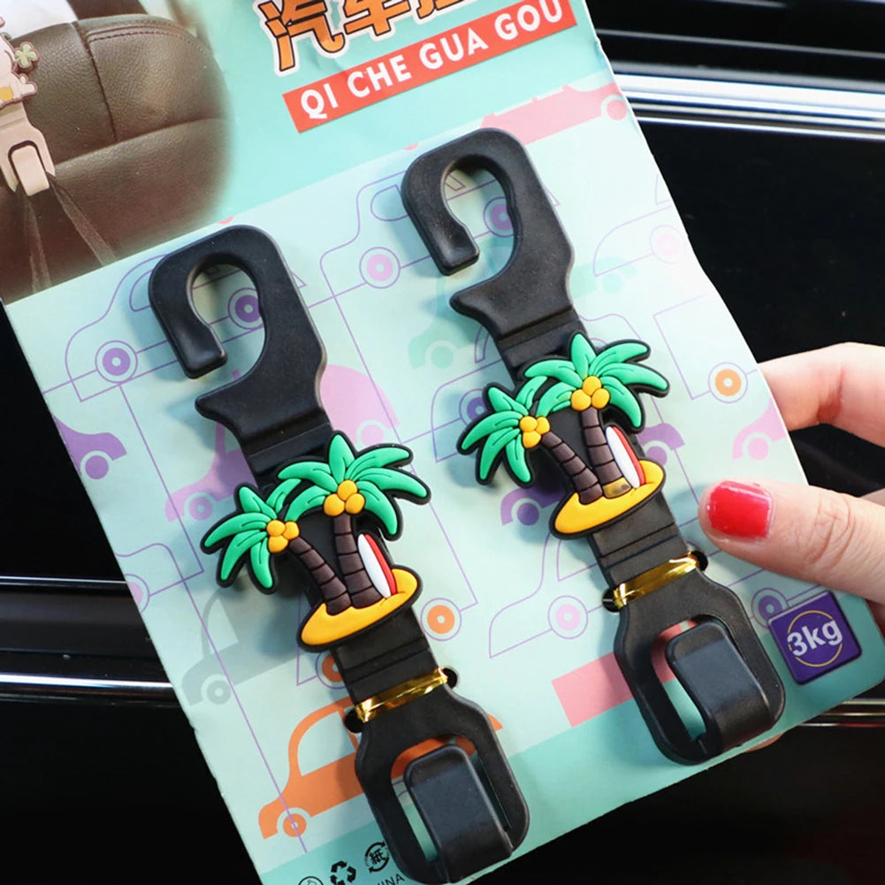 2 crochets universels de voiture en dessin animé, organisateur de suspension pour appuie-tête, accessoires de rangement intérieur