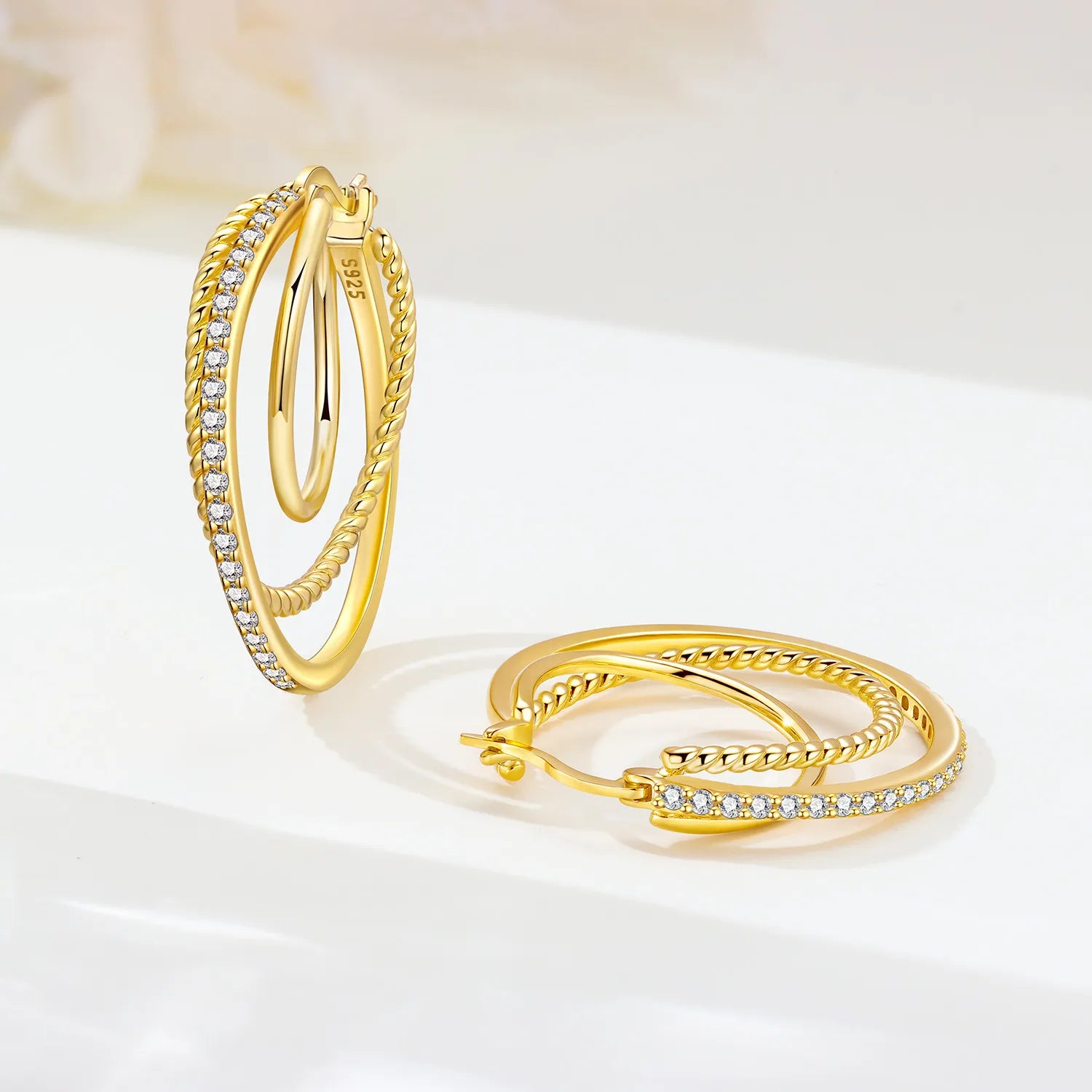 Orstarry S925 Sterling Silver Earring Twisted Pattern Earrings 18K Gold-plated Original Fashion Jewellery Women Gift