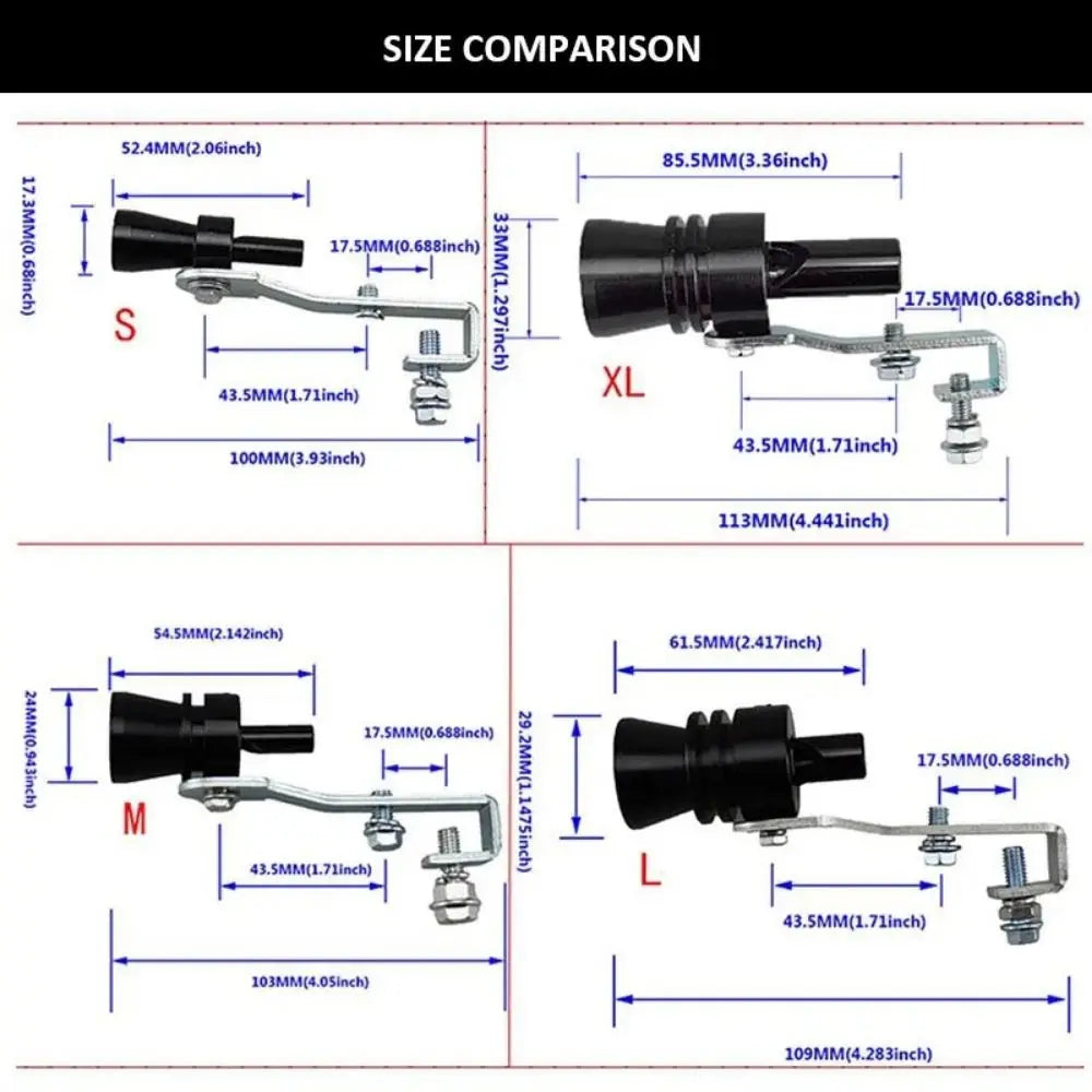 1 pièce accessoires de voiture sifflet Turbo son de véhicule remonter universel simulateur de son S/M/L/XL silencieux de tuyau d'échappement dispositif de voiture