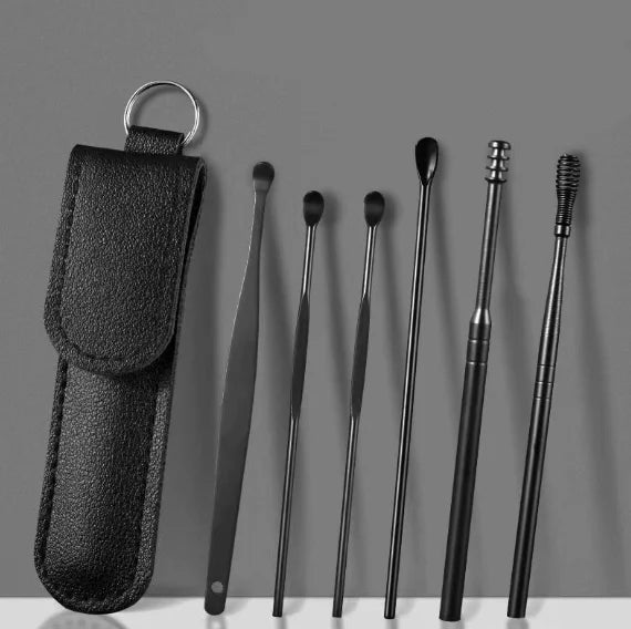 Nettoyant pour les oreilles Curettes d'oreille en acier inoxydable Extracteur de cérumen Kit de perçage Curette à cérumen Cuillère de soins Outils de nettoyage des oreilles