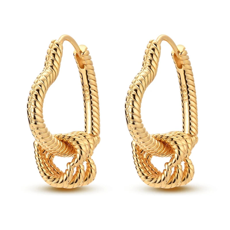 Boucle d'oreille Créole en Argent 925 pour Femme, Or Rose, Jaune, Pendientes Originales, Bijoux Minimalistes