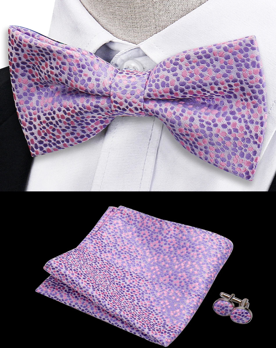 Ensemble de 3 pièces Nœud Papillon Cravate Mouchoir Boutons de Manchette Pour Hommes Chemises Adaptées Affaires Mariage Papillon Paisley Pochette Nœud Papillon Homme