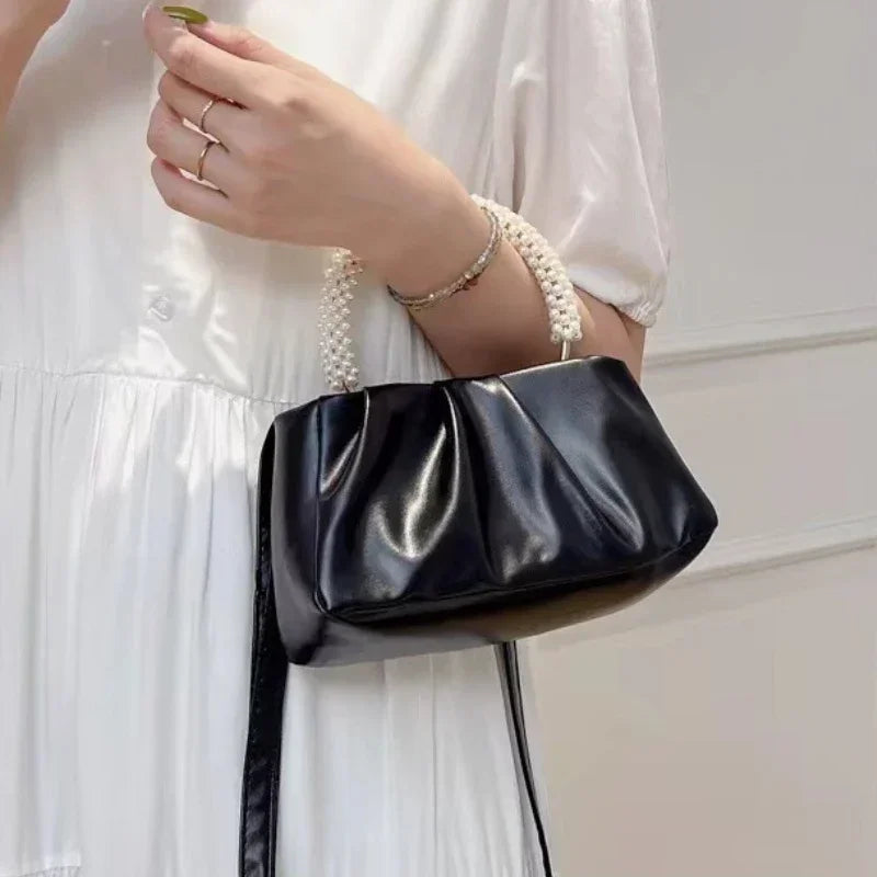 Sacs à main d'embrayage pour femmes avec poignée en perles de mode Sacs à bandoulière carrés de luxe pour femmes Petit sac messager pour femmes