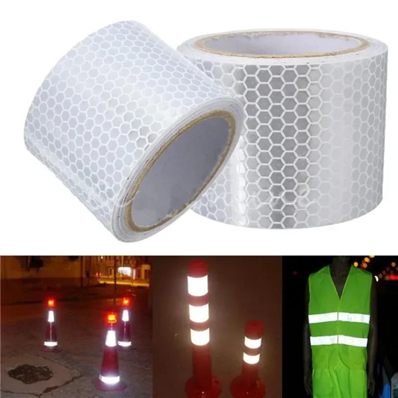 Ruban réfléchissant d'avertissement 5cm*1m Bande réfléchissante de voiture Avertissement de sécurité Autocollant de décoration de voiture Réflecteur à grille de couleur