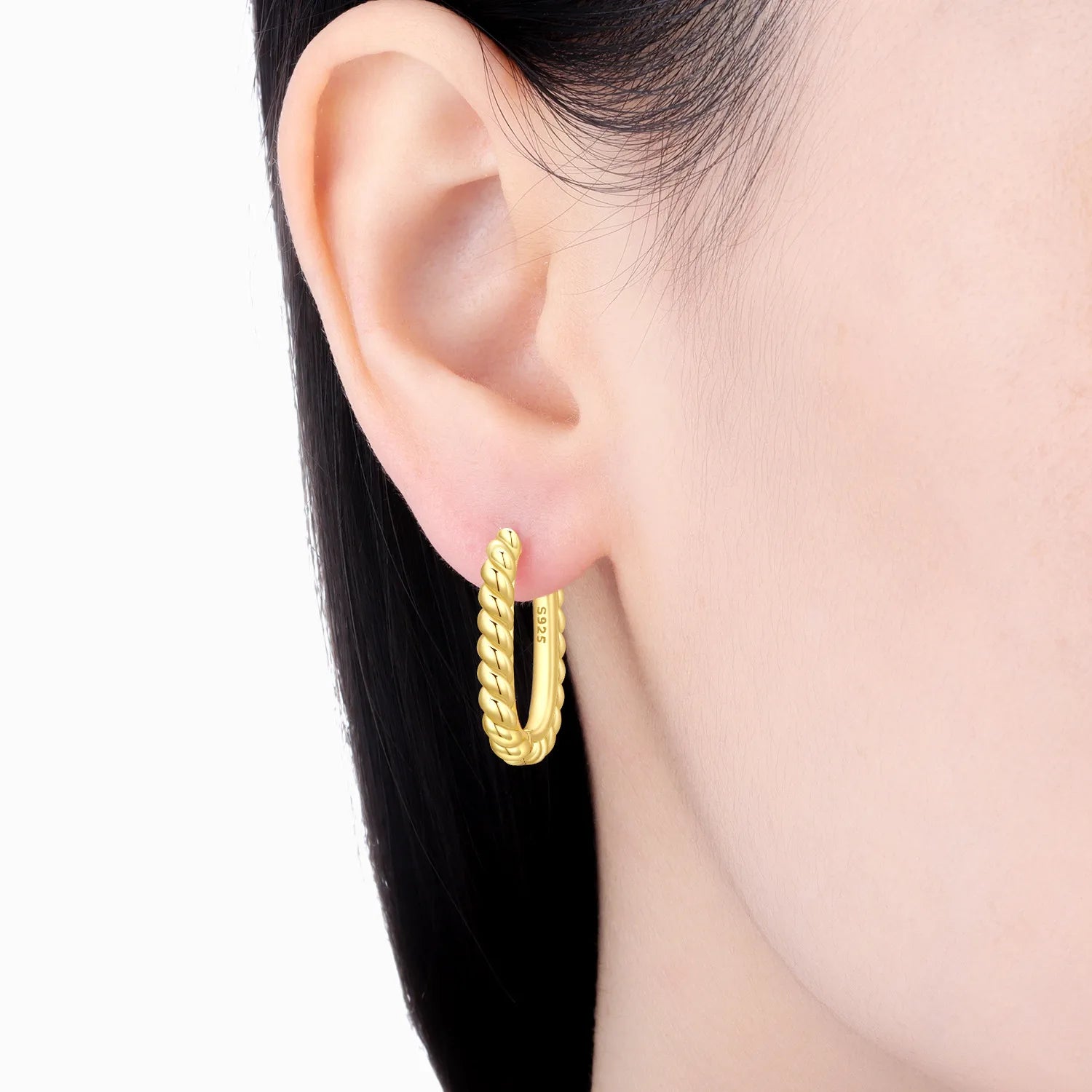 Orstarry S925 Sterling Silver Earring Twisted Pattern Earrings 18K Gold-plated Original Fashion Jewellery Women Gift