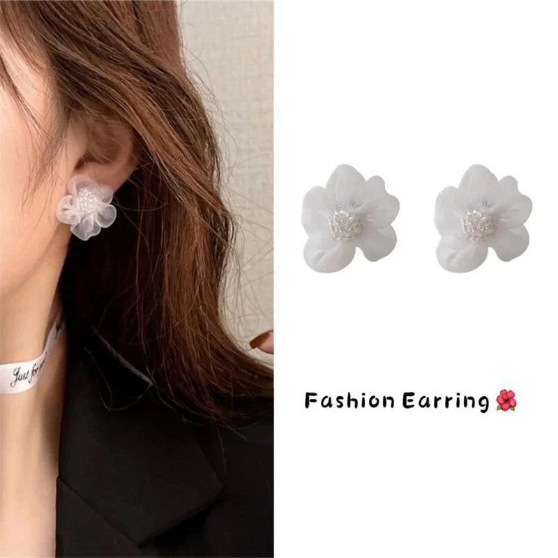 Nouvelle Mode Design Mignon Printemps/Été Fleur en Émail Bleu Rose Boucles d'Oreilles de Luxe Haut de Gamme Cadeaux de Fête pour Femmes Bijoux