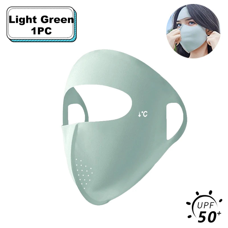 1/2/3/5Pcs Masque intégral d'été Protection solaire Respirant Soie glacée Anti-UV Équitation Extérieur Respirant Soie glacée Ultra-fin