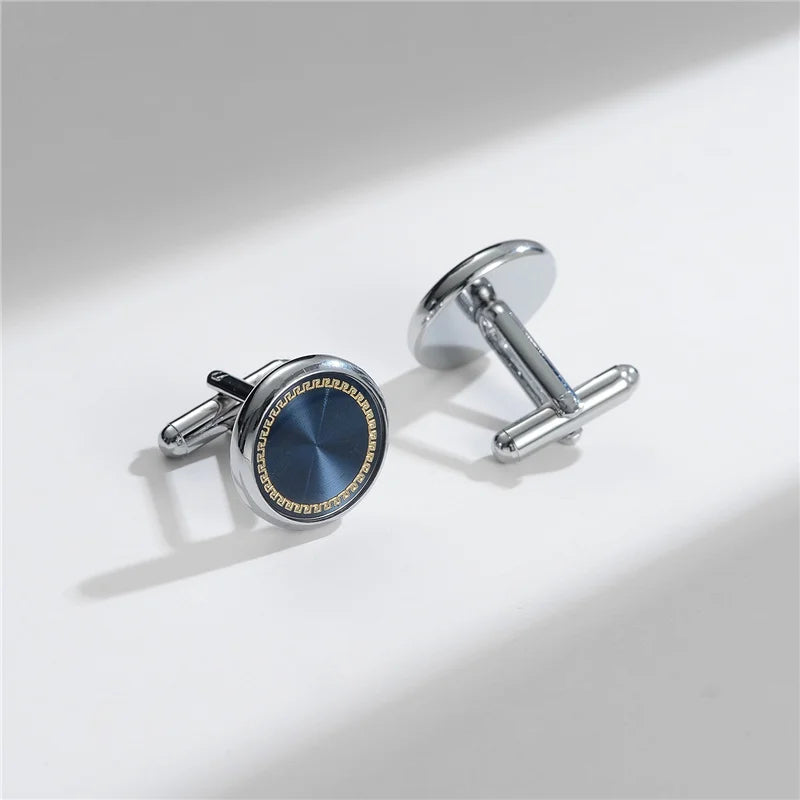 Boutons de manchette homme en cuivre pour hommes de luxe, cadeaux d'invités de mariage, bijoux de mode ronds carrés, boutons de manchette et pince à cravate pour hommes