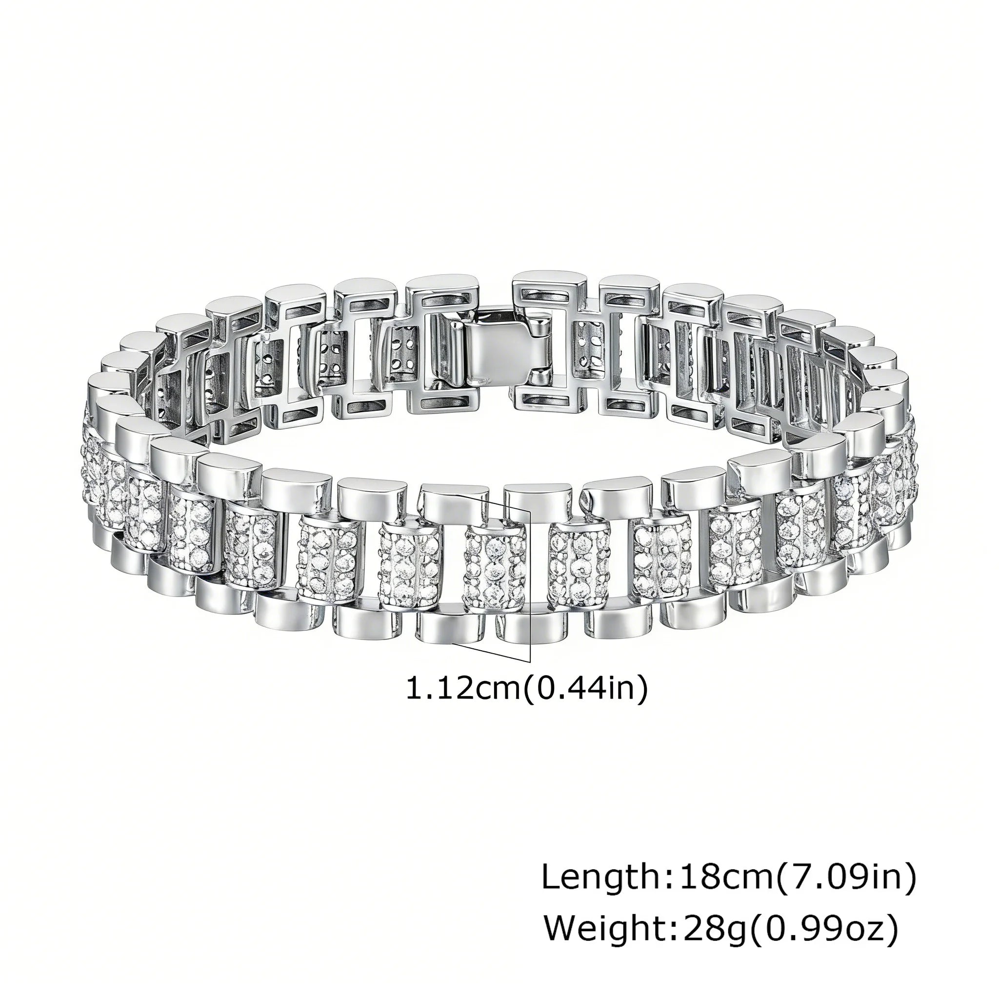 Bracelet chaîne trombone en or 14 carats plaqué oxyde de zirconium, bracelet de montre à maillons épais réglable et superposable pour femme et fille, idée cadeau