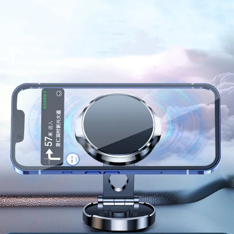 Support de téléphone portable magnétique rond pliable pour voiture, rotatif à 360 degrés, aimant puissant pour iPhone et Samsung
