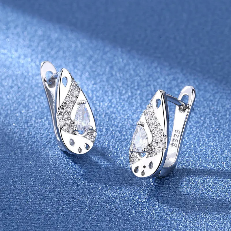 Boucles d'oreilles en argent sterling 925 Bijoux de haute qualité Rétro Motif simple Zircon violet blanc Boucles d'oreilles Meilleures ventes