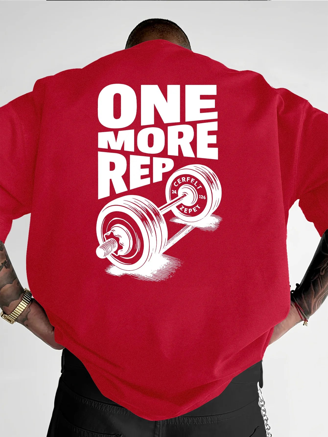 T-shirt Homme Vintage Drôle Gym Entraînement UNE RÉPÉTITION DE PLUS Musculation Femme Streetwear Coton T-shirt Oversize Manches Courtes Haut Ample