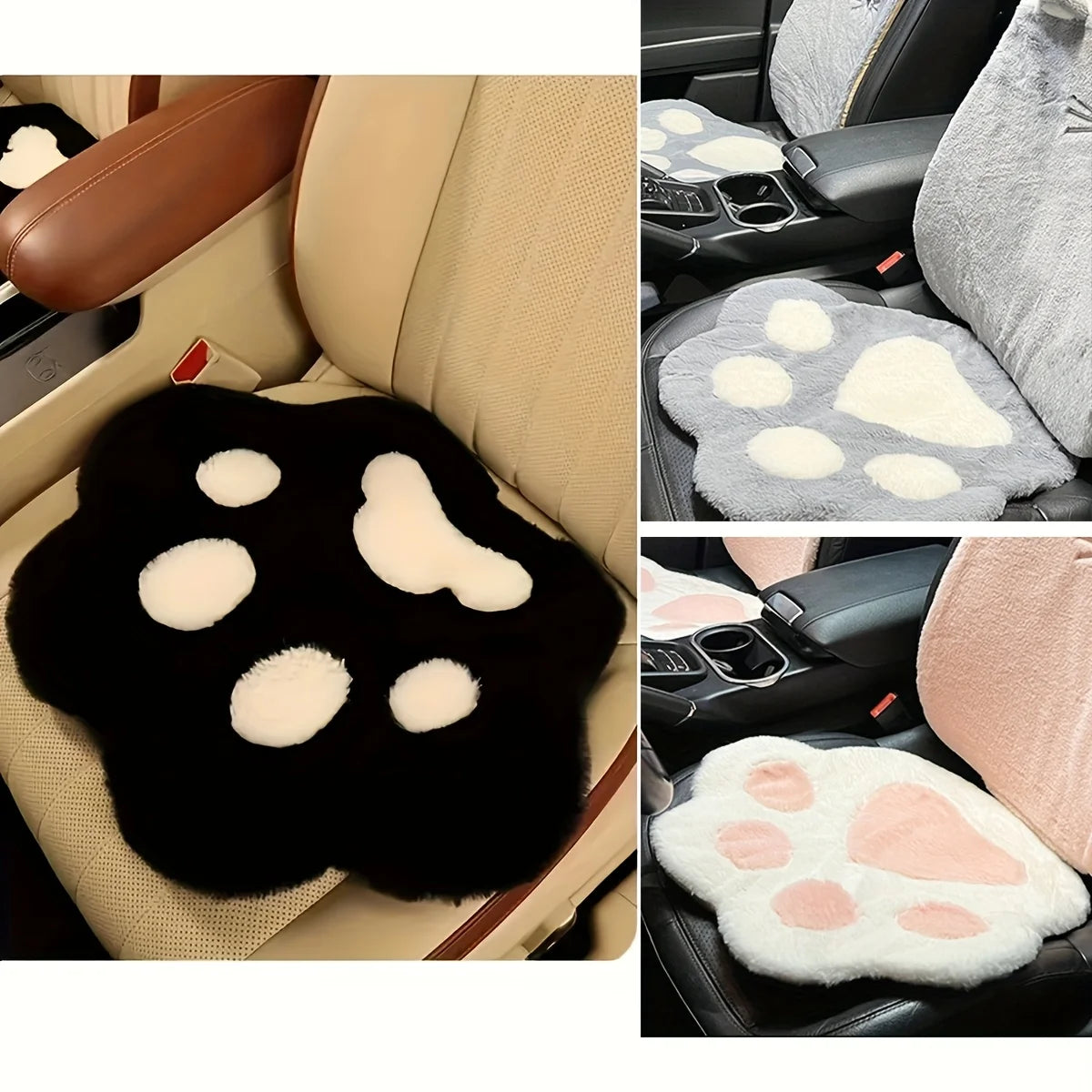 1 coussin de siège de voiture en peluche, motif patte de chat mignon, élégant et de qualité supérieure, décoration intérieure de voiture
