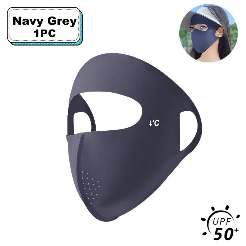 1/2/3/5Pcs Masque intégral d'été Protection solaire Respirant Soie glacée Anti-UV Équitation Extérieur Respirant Soie glacée Ultra-fin