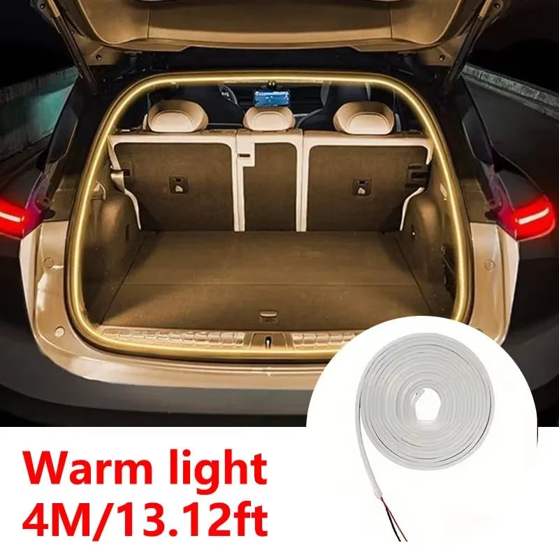 Éclairage de coffre de voiture haute luminosité, lumière d'ambiance, décoration intérieure, bandeau lumineux LED sans câblage, détection automatique, bande lumineuse de hayon.