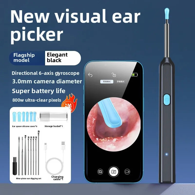 Bâtonnets auriculaires visuels intelligents Otoscope Endoscope Outil de nettoyage de cérumen Cure-oreille Mini caméra Nettoyeur d'oreilles pour les soins de santé