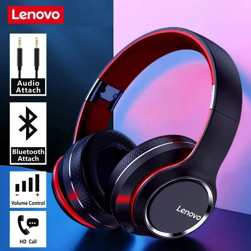 Écouteurs Bluetooth supra-auriculaires pliables Lenovo HD200 Casque sans fil pour ordinateur Réduction du bruit Stéréo HIFI Casque de jeu
