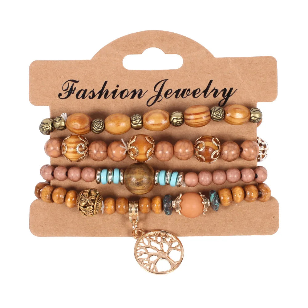 Ensemble de Bracelets Bohémiens Faits à la Main avec Perles pour Femmes, Chaîne Perlé Colorée d'Été, Bijoux Bohèmes pour Filles