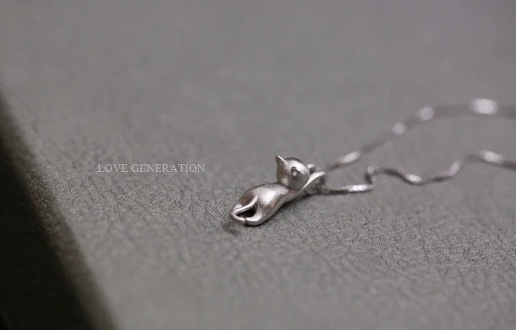 Colliers et pendentifs chat mignon en argent sterling 925 pour femme, cadeau de festival à la mode, bijoux en argent sterling