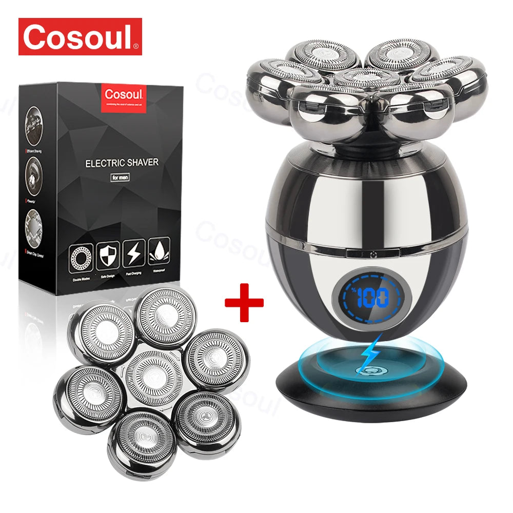 Rasoir électrique pour hommes, rasoir de tête chauve 5 en 1, tondeuse à cheveux pour homme chauve, tondeuse à barbe, machine à raser, rasoir de tête chauve 7