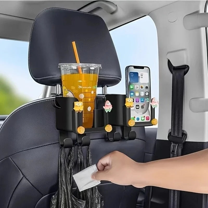 Organisateur de dossier de siège de voiture, lot de 2, porte-gobelet et crochet, support de téléphone, rangement arrière pour tasse d'eau et téléphone, accessoires d'intérieur de voiture