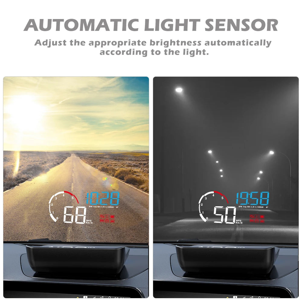 Car M10 Hud Display OBD2 HUD Head Up Display Km/H Speedometer Windshield Projection Overspeed Warning Digital On Board Computer
