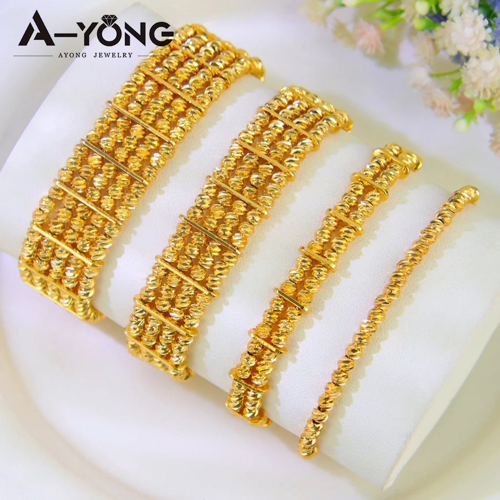 Bracelet de perles de mode arabe, plaqué or 24 carats, éthiopien, manchette de mariée, bracelets de mariage, bijoux vintage pour femmes musulmanes d'Oman