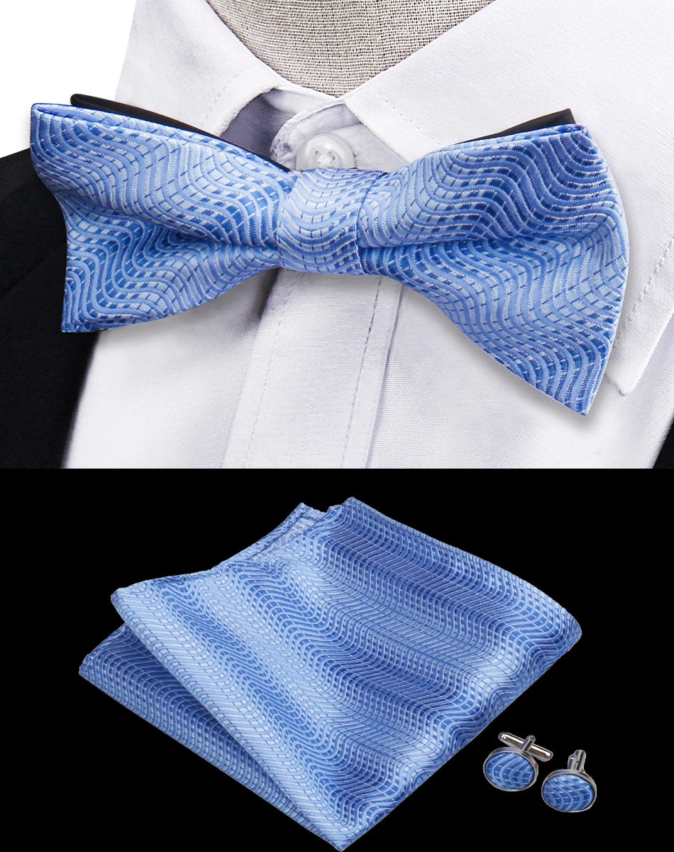 Ensemble de 3 pièces Nœud Papillon Cravate Mouchoir Boutons de Manchette Pour Hommes Chemises Adaptées Affaires Mariage Papillon Paisley Pochette Nœud Papillon Homme